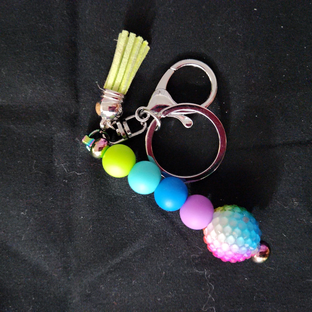 Colorful Beaded Keychain with Tassel